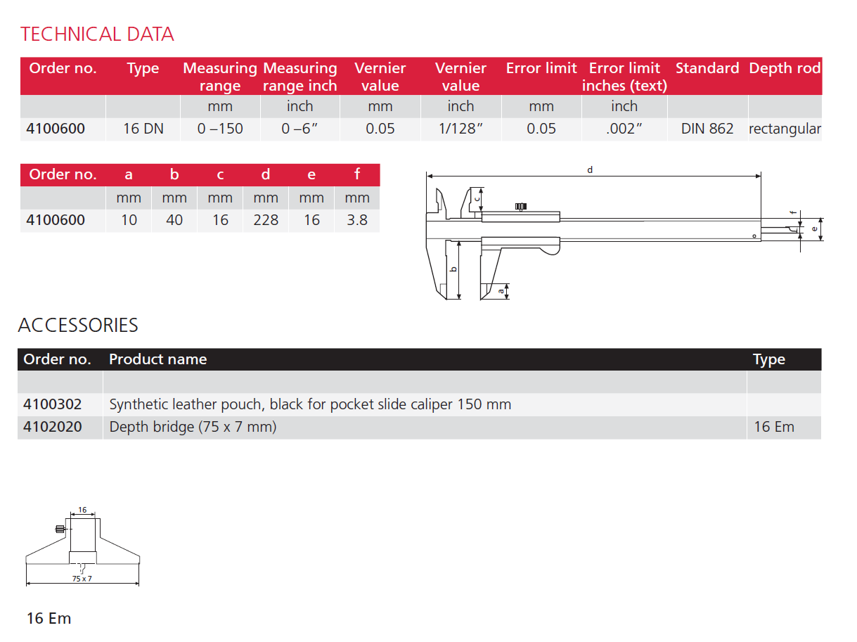 Caliper with Analog Display